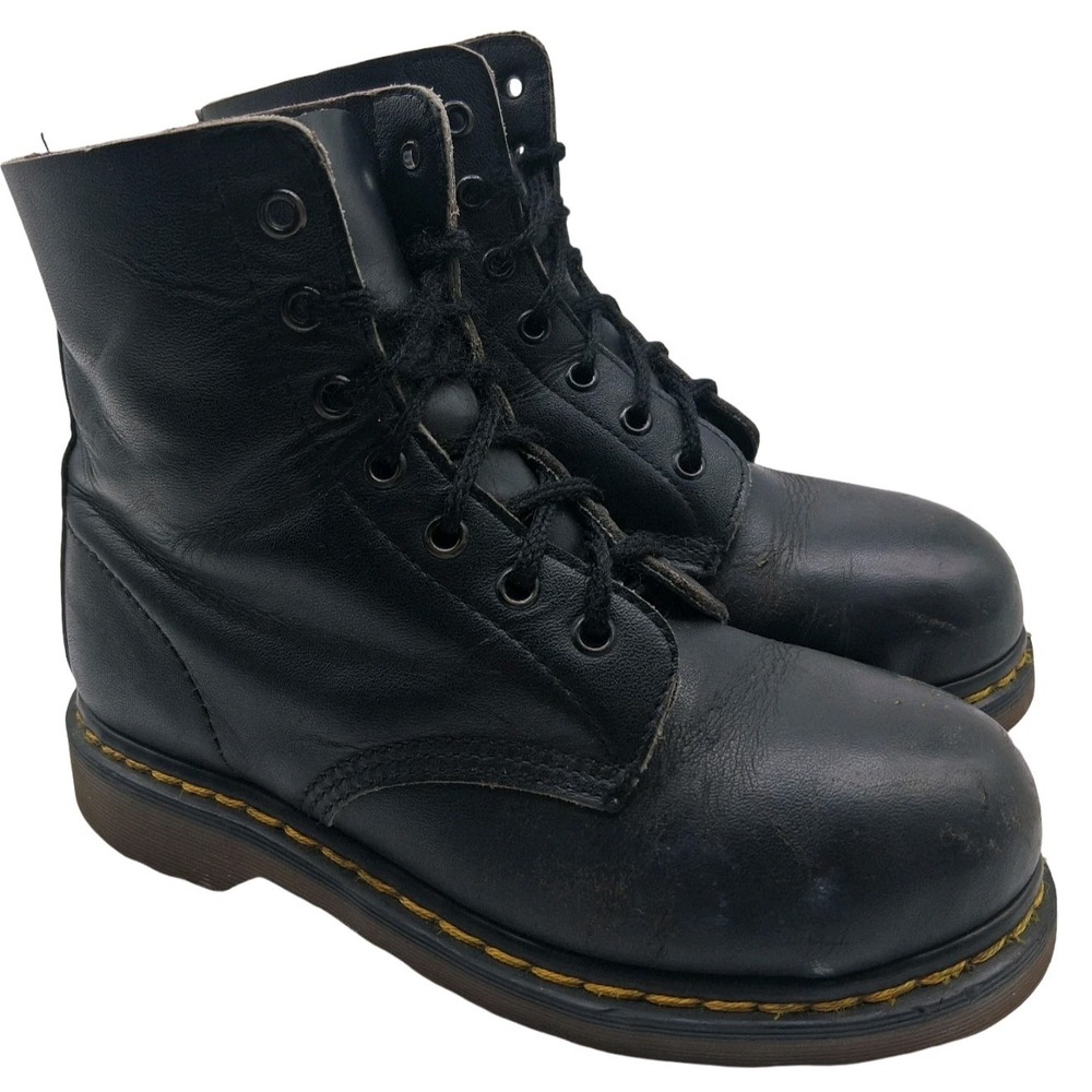 Dr Martens Boots Womens UK 5 US 8 Black Leather England Combat Steel Toe Boots